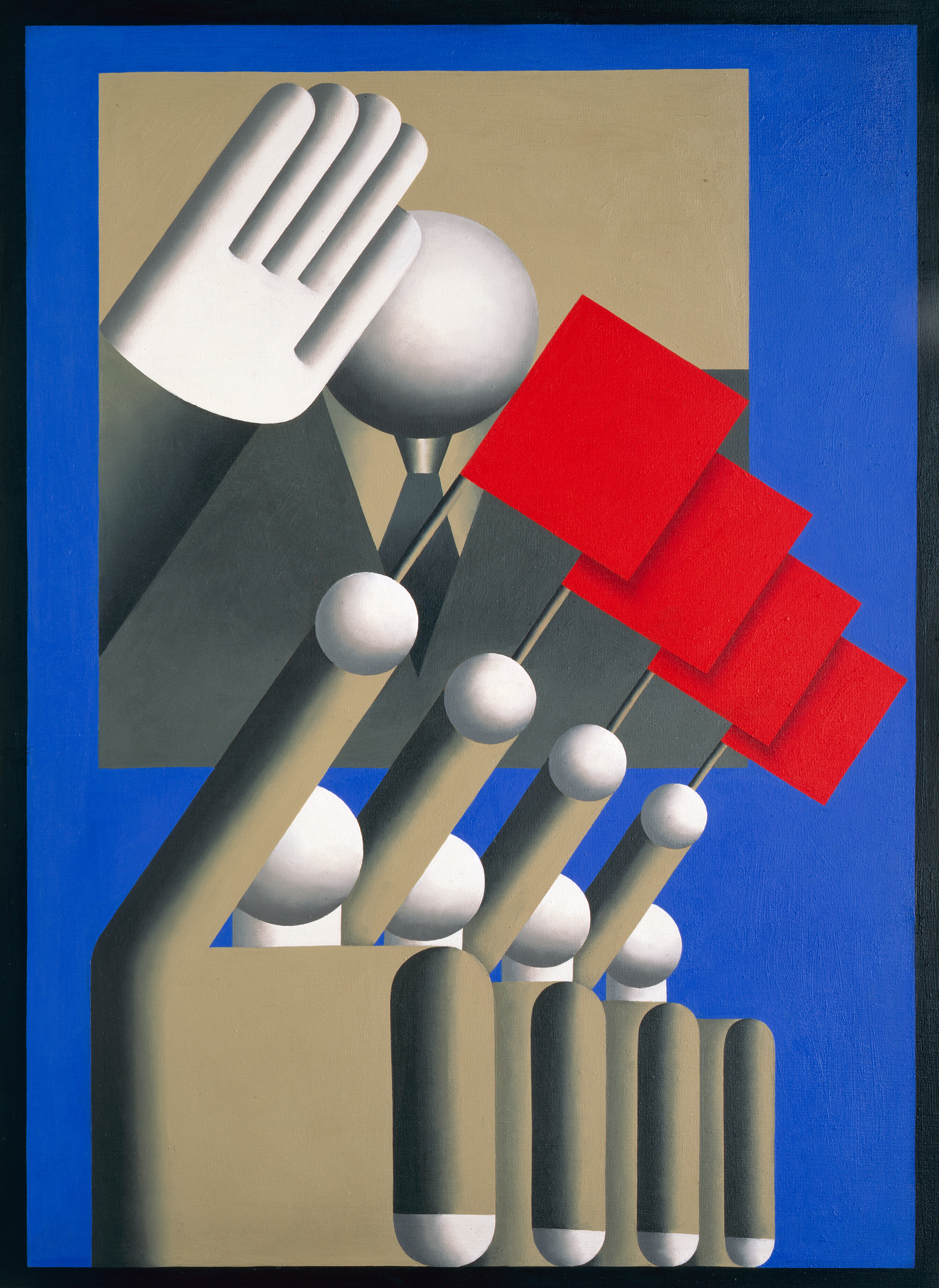 Hans Ticha: Republikgeburtstag, 1982, Öl auf Hartfaser, 78 x 61 cm, Stiftung Haus der Geschichte der Bundesrepublik © Hans Ticha, VG Bild-Kunst, Bonn 2025