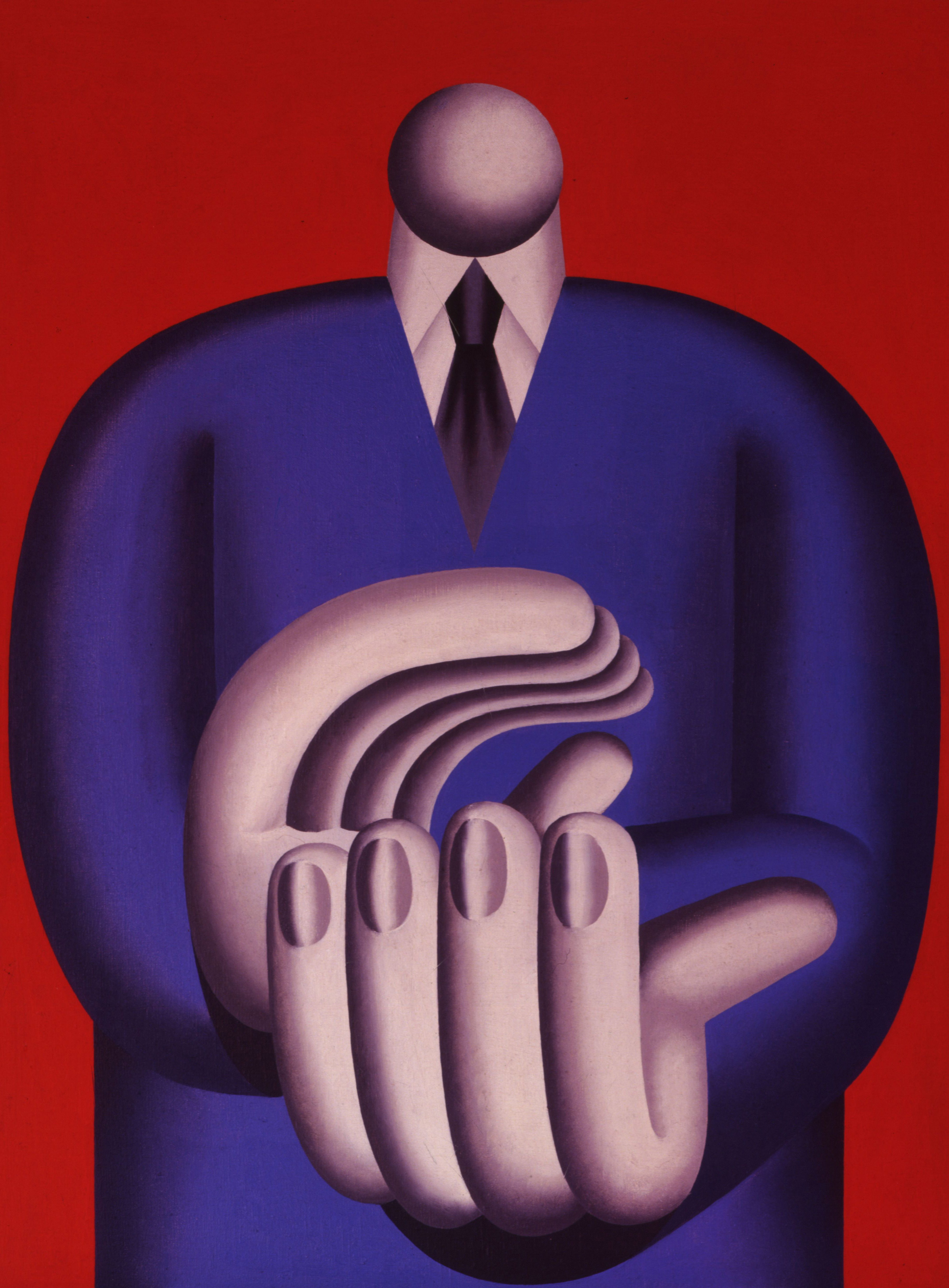 Hans Ticha: Klatscher (1), 1982, Öl auf Leinwand, 80 x 60 cm, Deutsches Historisches Museum, © Hans Ticha, VG Bild-Kunst, Bonn 2025