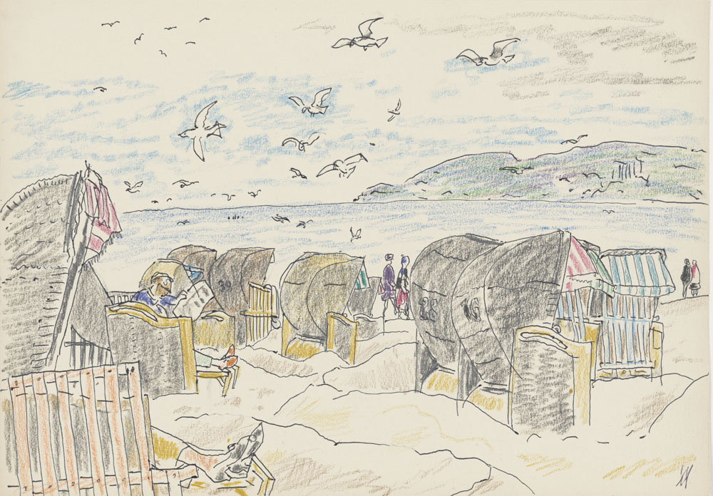 Wolfgang Mattheuer
Ostsee, 1965 (ca.)
farbige Kreide auf Papier
20,7 × 29,5 cm
© VG Bild-Kunst, Bonn, 2026
Foto: Galerie Schwind, Leipzig